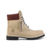 6 Inch Premium Waterproof Boots “Beige Nubuck with Burgundy Collar”