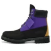 6 Inch Premium Waterproof Wide Fit Boot “Black Nubuck with Purple”