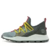 Brooklyn Leather and Fabric Oxford Trainers “Medium Grey Mesh with Red”
