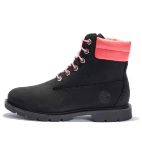 Linden Woods 6 Inch Waterproof Boots “Black Nubuck with Pink”
