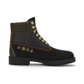 Lunar New Year 6 Inch Lace Up Boots “Black Nubuck”