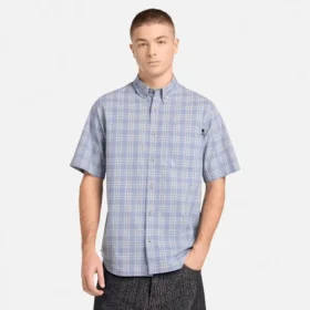 Men’s Checkered Poplin Short-Sleeve Shirt