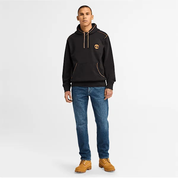 Men’s Contrast Stitch Logo Hoodie – Black Men’s Contrast Stitch Logo Hoodie – Black
