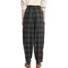 Plaid Print Pants “Olive Green Blue”