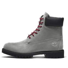 Premium 6 Inch Boots “Grey Nubuck with Red”