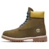 Premium 6 Inch Boots “Olive Green Nubuck with Yellow Collar”
