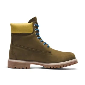 Premium 6 Inch Boots “Olive Green Nubuck with Yellow Collar”