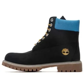 Premium 6 Inch Waterproof Boots “Black Nubuck with Blue”