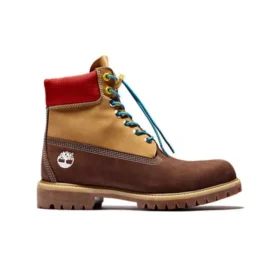 Premium 6 Inch Waterproof Boots “Brown Nubuck with Yellow and Red Collar”