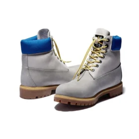 Premium 6 Inch Waterproof Boots “Grey with Blue Collar”