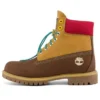 Premium 6 Inch Waterproof Wide Fit Boots “Brown Nubuck with Yellow and Red Collar”