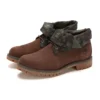Roll Top Mid-Top Boots “Brown Green Camouflage Print”