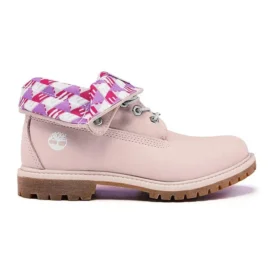 Roll Top Wide Fit Boots Basic “Pale Pink with Plaid Print”