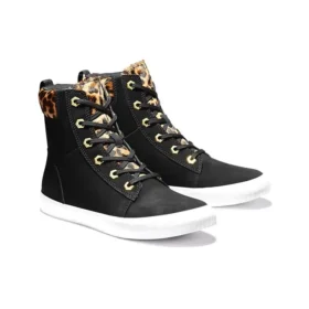 SKyla Bay 6 Inch Boot “Black Nubuck wtih Cheetah Collar”