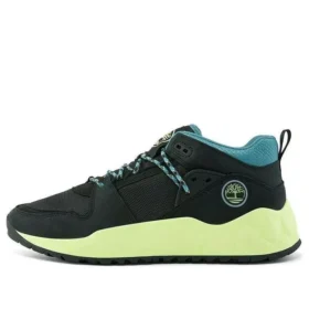 Solar Wave Mixed-Media Sneakers “Black Nubuck with Lime”