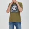Timberland Casual Round Neck Printing Short Sleeve Green