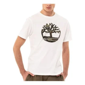 Timberland Chest Logo Printing Short Sleeve White