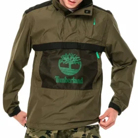 Timberland Contrasting Colors Pocket hooded Pullover Jacket Green