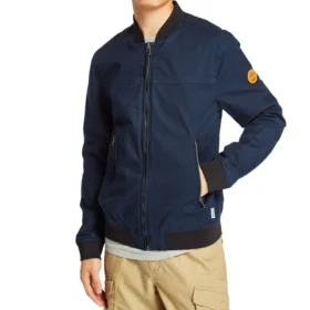 Timberland Logo Pocket Zipper aviator Jacket Blue