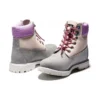 Valentines Day 6 Inch Premium Waterproof Boots “Grey and Beige Nubuck with Purple Collar”