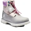 Valentines Day 6 Inch Premium Waterproof Boots “Grey and Beige Nubuck with Purple Collar”