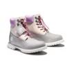 Valentines Day 6 Inch Premium Waterproof Boots “Grey and Beige Nubuck with Purple Collar”