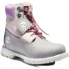 Valentines Day 6 Inch Premium Wide Fit Waterproof Boots “Grey and Beige Nubuck with Purple Collar”